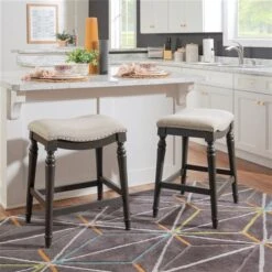 Linon Home Decor Louise Grey Backless Counter Stool