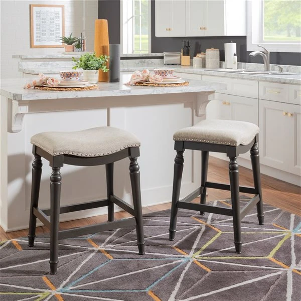 Linon Home Decor Louise Grey Backless Counter Stool 1 Linon Home Decor Louise Grey Backless Counter Stool