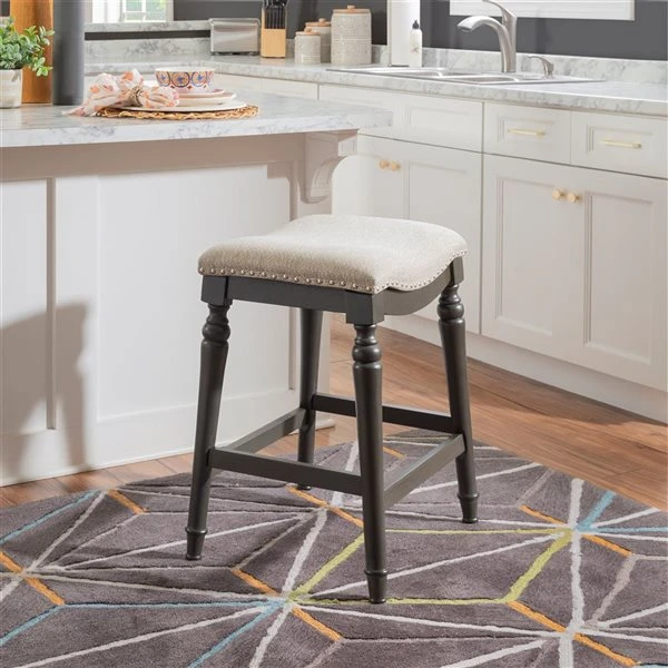 Linon Home Decor Louise Grey Backless Counter Stool 4 Linon Home Decor Louise Grey Backless Counter Stool - Image 4
