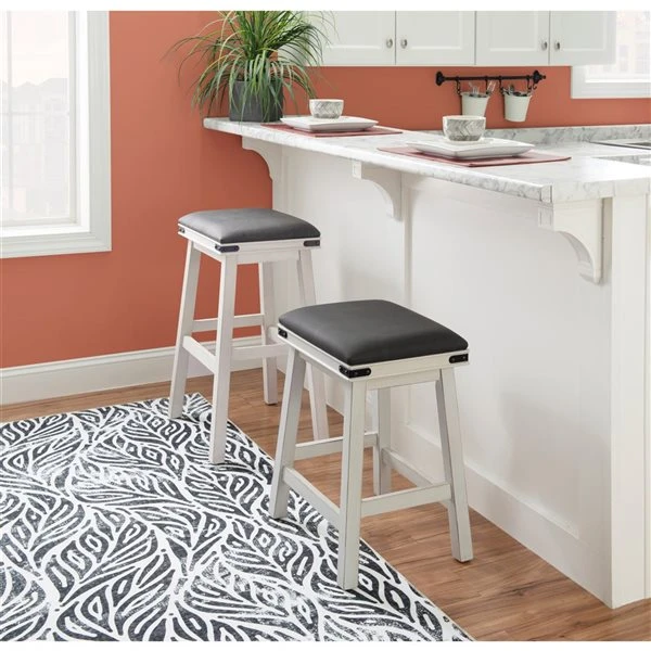 Linon Home Decor Mcmillan Off-white Backless Bar Stool 1 Linon Home Decor Mcmillan Off-white Backless Bar Stool