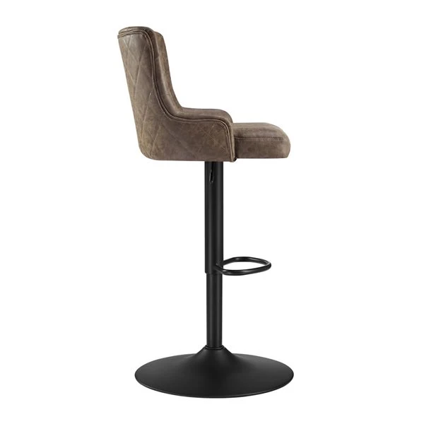 Linon Home Decor Bullock Brown Faux Leather Adjustable Height Swivel Bar Stool 5 Linon Home Decor Bullock Brown Faux Leather Adjustable Height Swivel Bar Stool - Image 5