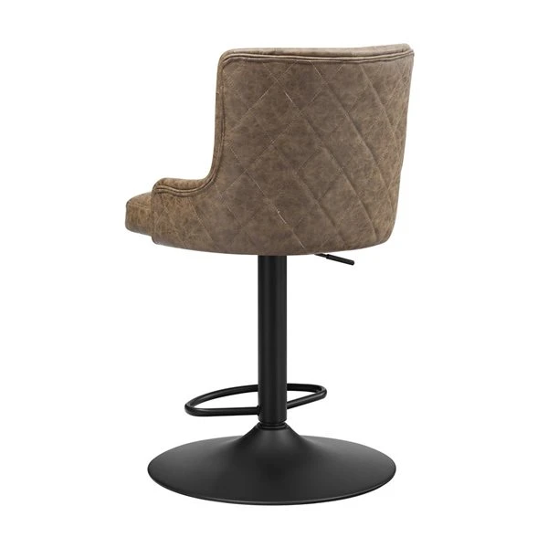 Linon Home Decor Bullock Brown Faux Leather Adjustable Height Swivel Bar Stool 4 Linon Home Decor Bullock Brown Faux Leather Adjustable Height Swivel Bar Stool - Image 4