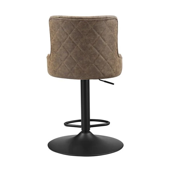 Linon Home Decor Bullock Brown Faux Leather Adjustable Height Swivel Bar Stool 2 Linon Home Decor Bullock Brown Faux Leather Adjustable Height Swivel Bar Stool - Image 2