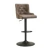 Linon Home Decor Bullock Brown Faux Leather Adjustable Height Swivel Bar Stool