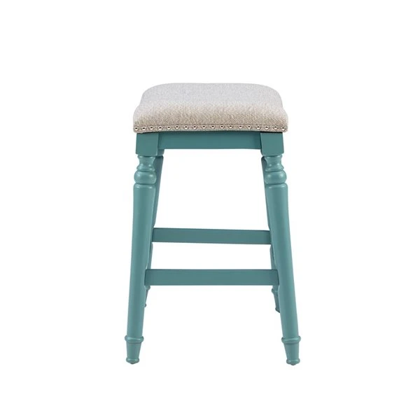 Linon Home Decor Louise Blue Backless Counter Stool 2 Linon Home Decor Louise Blue Backless Counter Stool - Image 2