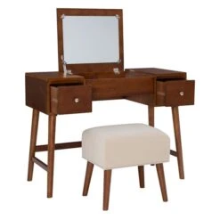 Linon Home Decor 40-in Wharton Walnut Makeup Vanity