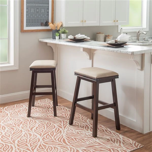 Linon Home Decor Mcmillan Brown Backless Bar Stool 2 Linon Home Decor Mcmillan Brown Backless Bar Stool - Image 2