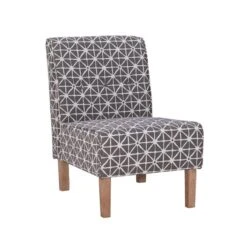 Linon Home Decor Comellia Farmhouse Grey And White Slipper Chair