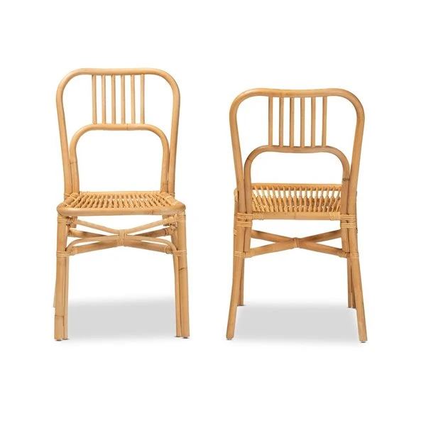 Baxton Studio Ivora Traditional Side Chair With Wicker Frame - Set Of 2 4 Baxton Studio Ivora Traditional Side Chair With Wicker Frame - Set Of 2 - Image 4
