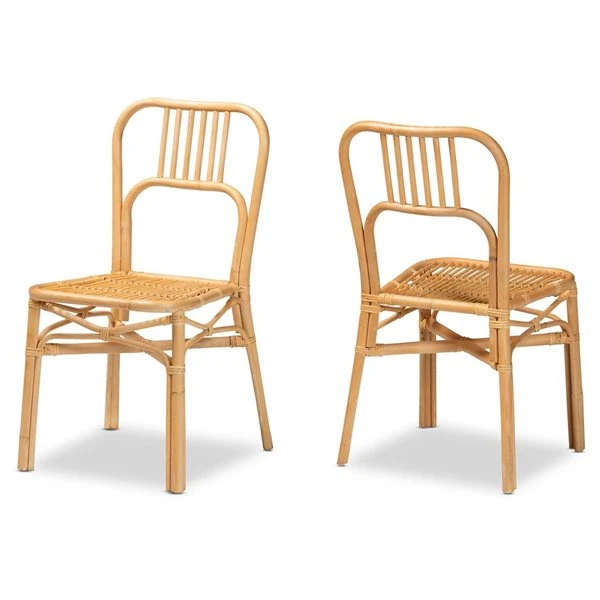 Baxton Studio Ivora Traditional Side Chair With Wicker Frame - Set Of 2 2 Baxton Studio Ivora Traditional Side Chair With Wicker Frame - Set Of 2 - Image 2