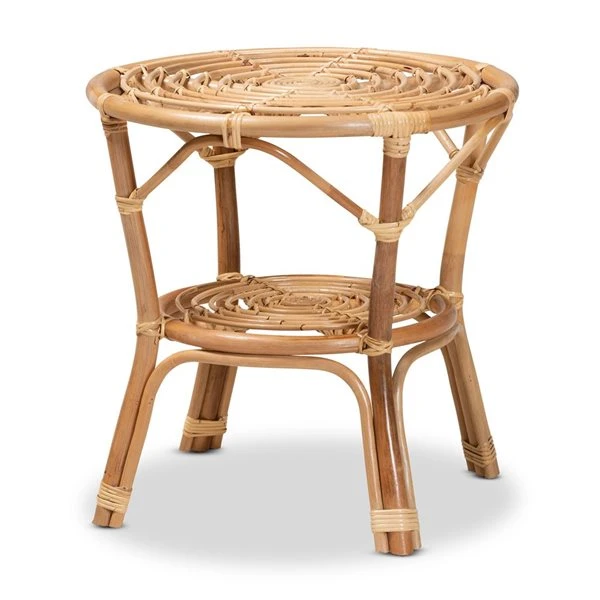 Baxton Studio Cariel Natural Wicker Round End Table 1 Baxton Studio Cariel Natural Wicker Round End Table