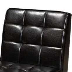 Baxton Studio Sanford Traditional Dark Brown Faux Leather Upholstered Side Chair With Wood Frame