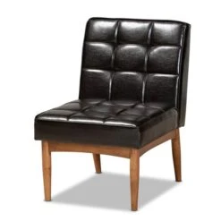 Baxton Studio Sanford Traditional Dark Brown Faux Leather Upholstered Side Chair With Wood Frame -Safavieh Shop 332007553 MainImage 001 l