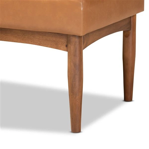 Baxton Studio Daymond Tan Faux Leather And Walnut Rectangular Dining Bench 3 Baxton Studio Daymond Tan Faux Leather And Walnut Rectangular Dining Bench - Image 3