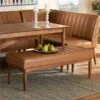 Baxton Studio Daymond Tan Faux Leather And Walnut Rectangular Dining Bench