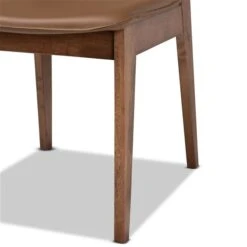 Baxton Studio Afton Traditional Faux Leather Upholstered Side Chair With Wood Frame - Set Of 2