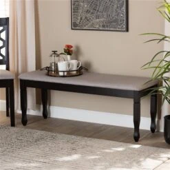 Baxton Studio Corey Grey And Dark Brown Rectangular Dining Bench