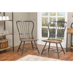 Baxton Studio Longford Dark Walnut Wood/Black Metal Traditional Arm Chair With Metal Frame - Set Of 2 7 Baxton Studio Longford Dark Walnut Wood/Black Metal Traditional Arm Chair With Metal Frame - Set Of 2 -Safavieh Shop 332007788 AlternateImage3 l