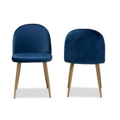 Baxton Studio Fantine Navy Blue Contemporary Polyester Upholstered Side Chair With Wood Frame - Set Of 2 -Safavieh Shop 332007792 AlternateImage1 l