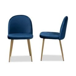 Baxton Studio Fantine Navy Blue Contemporary Polyester Upholstered Side Chair With Wood Frame - Set Of 2 -Safavieh Shop 332007792 AlternateImage2 l