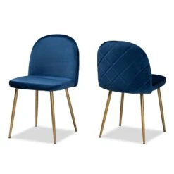 Baxton Studio Fantine Navy Blue Contemporary Polyester Upholstered Side Chair With Wood Frame - Set Of 2 -Safavieh Shop 332007792 MainImage 001 l