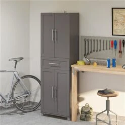 Systembuild Evolution Camberly 24-in 4-Door Freestanding Storage Cabinet In Graphite Grey