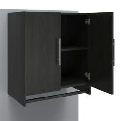 Systembuild Evolution Camberly 24-in Wall-mount Storage Cabinet With Hanging Rod In Black Oak -Safavieh Shop 332009451 AlternateImage1 l