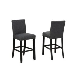 Brassex Indira 24-in Grey Bar Stool With Nail-Head Trim - Set Of 2