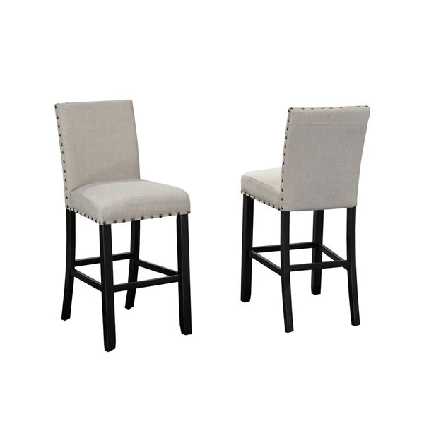 Brassex Indira 29-in Beige Bar Stool With Nail-Head Trim - Set Of 2 2 Brassex Indira 29-in Beige Bar Stool With Nail-Head Trim - Set Of 2 - Image 2