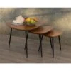 Brassex Dark Oak/Black Wood Accent Table - Set Of 3