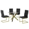 Brassex Fresno 5-Piece Dining Set - Black/Gold