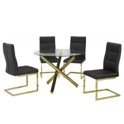 Brassex Fresno 5-Piece Dining Set - Black/Gold