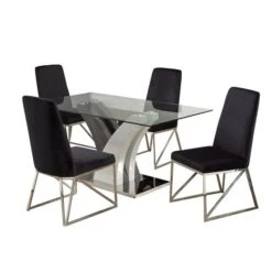 Brassex Elsie 5-Piece Dining Set - Black