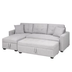 Brassex Amanda Modern Grey Sectional With Ottoman
