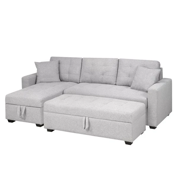 Brassex Amanda Modern Grey Sectional With Ottoman 1 Brassex Amanda Modern Grey Sectional With Ottoman