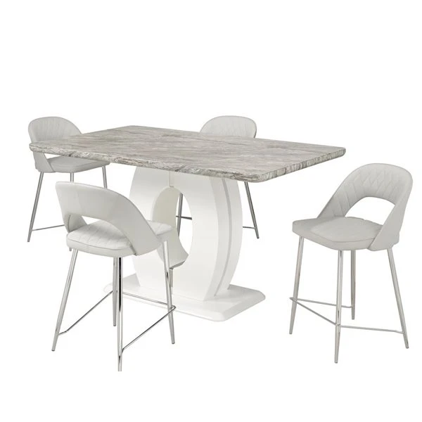 Brassex Skylar 5-Piece Pub Set - White/Grey 1 Brassex Skylar 5-Piece Pub Set - White/Grey