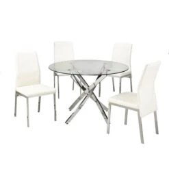 Brassex Hilton 5-Piece Dining Set - White