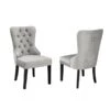 Brassex Set Of 2 Colista Grey Contemporary Genuine Leather Upholstered Side Chair (Wood Frame)