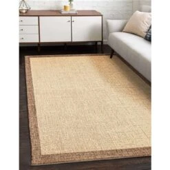 ECARPET Sisal Classic 4-ft X 5.5-ft Beige And Coffee Rectangular Area Rug -Safavieh Shop 332011104 AlternateImage2 l