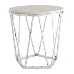 HomeRoots 23-in Silver Manufactured Wood And Iron Round End Table 7 HomeRoots 23-in Silver Manufactured Wood And Iron Round End Table -Safavieh Shop 332011913 MainImage 001 l