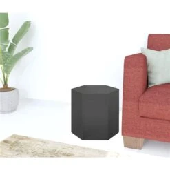 HomeRoots 13-in Grey High Gloss Manufactured Wood Hexagon End Table -Safavieh Shop 332011924 AlternateImage4 l