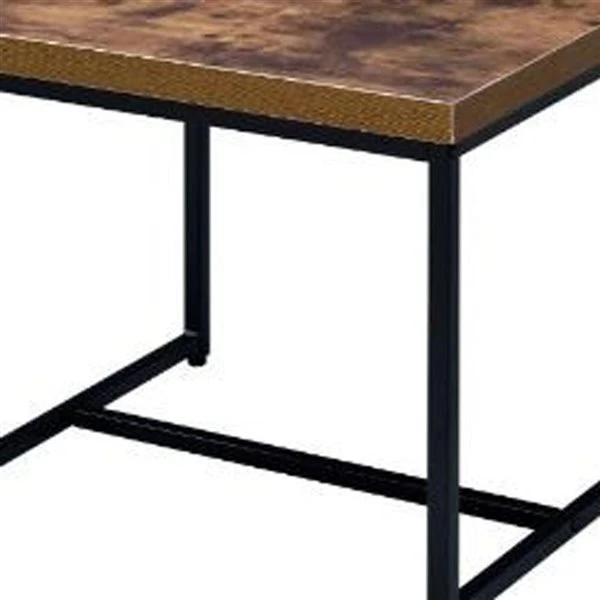 HomeRoots 19-in Black And Brown Oak Manufactured Wood And Metal End Table 4 HomeRoots 19-in Black And Brown Oak Manufactured Wood And Metal End Table - Image 4