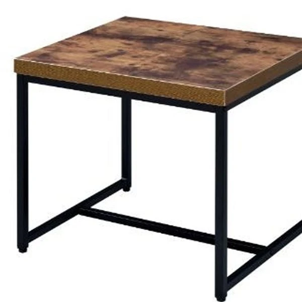 HomeRoots 19-in Black And Brown Oak Manufactured Wood And Metal End Table 1 HomeRoots 19-in Black And Brown Oak Manufactured Wood And Metal End Table