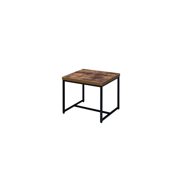 HomeRoots 19-in Black And Brown Oak Manufactured Wood And Metal End Table 2 HomeRoots 19-in Black And Brown Oak Manufactured Wood And Metal End Table - Image 2