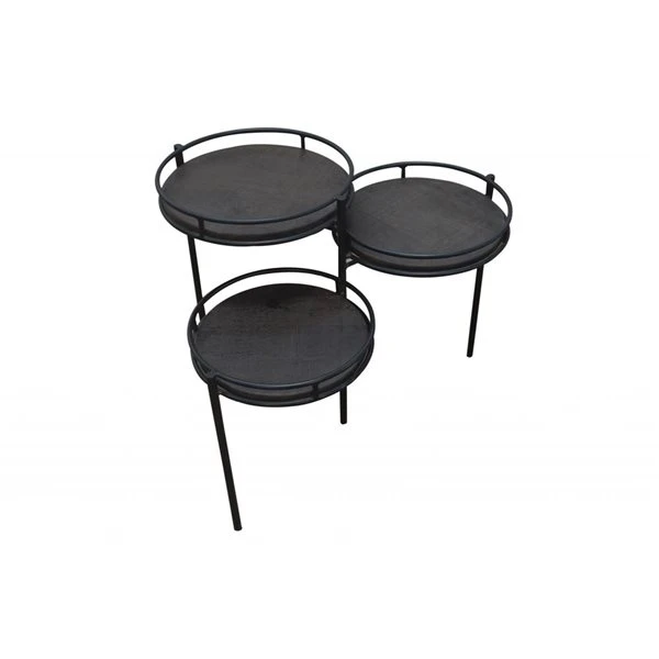 HomeRoots 23-in Black Solid Wood And Iron Round End Table 3 HomeRoots 23-in Black Solid Wood And Iron Round End Table - Image 3