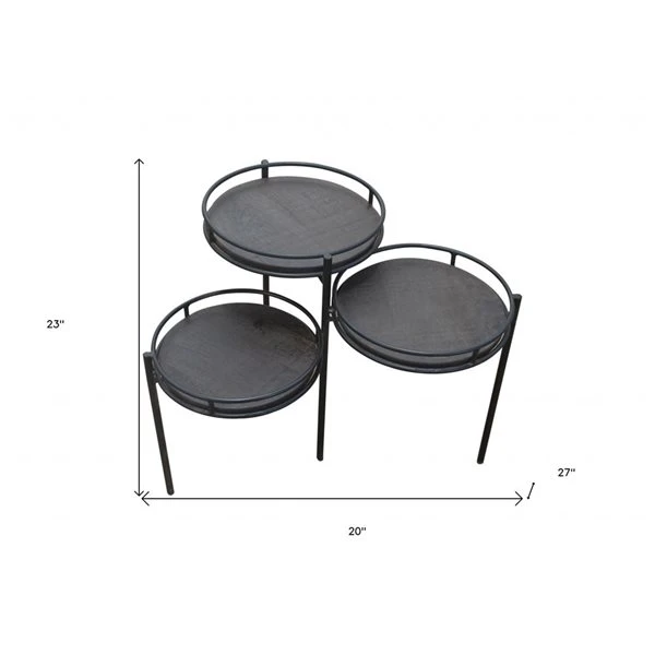 HomeRoots 23-in Black Solid Wood And Iron Round End Table 2 HomeRoots 23-in Black Solid Wood And Iron Round End Table - Image 2