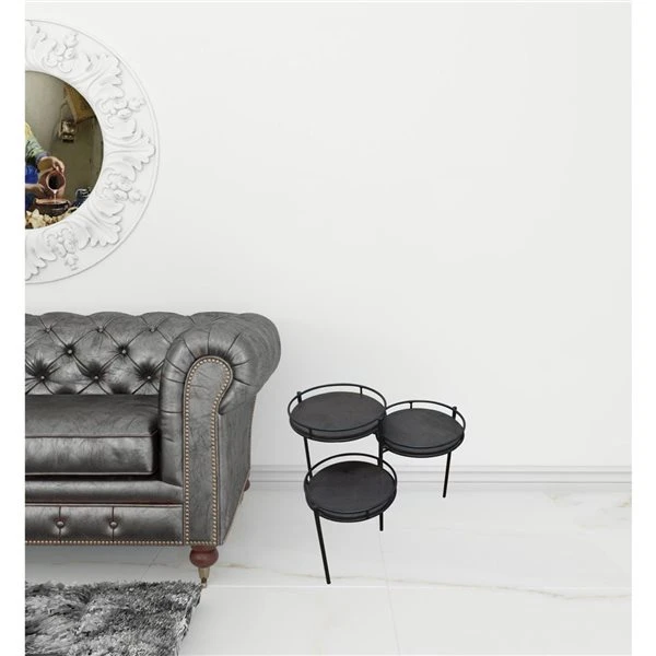 HomeRoots 23-in Black Solid Wood And Iron Round End Table 5 HomeRoots 23-in Black Solid Wood And Iron Round End Table - Image 5