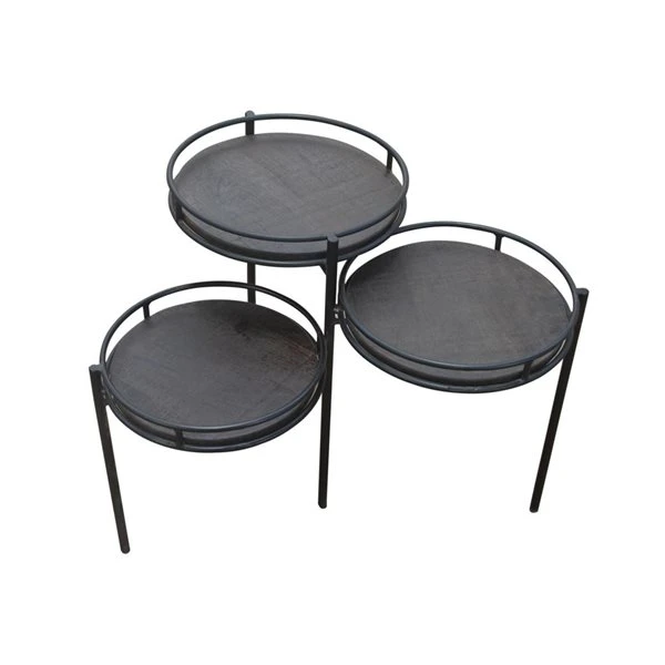 HomeRoots 23-in Black Solid Wood And Iron Round End Table 4 HomeRoots 23-in Black Solid Wood And Iron Round End Table - Image 4