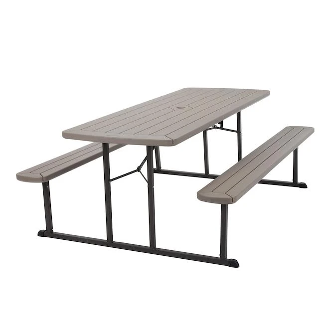 Cosco Folding Picnic Table 6-ft Taupe Moulded Plastic 69-in X 54-in 1 Cosco Folding Picnic Table 6-ft Taupe Moulded Plastic 69-in X 54-in