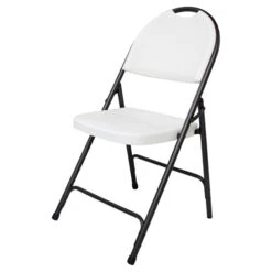 Enduro Classique Folding Chair - Resin - White - Black Metal Frame - 42-in L X 17-in W X 4-in H